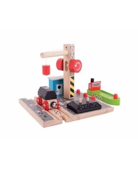 Bigjigs houten rails laadstation steenkool 