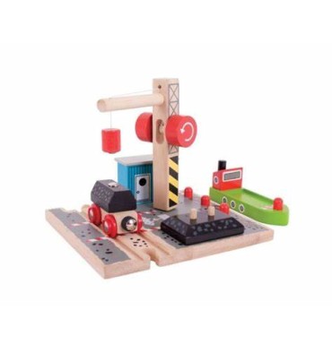 Bigjigs houten rails laadstation steenkool 