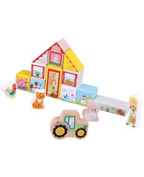 New Classic Toys houten boerderij bouwblokken 